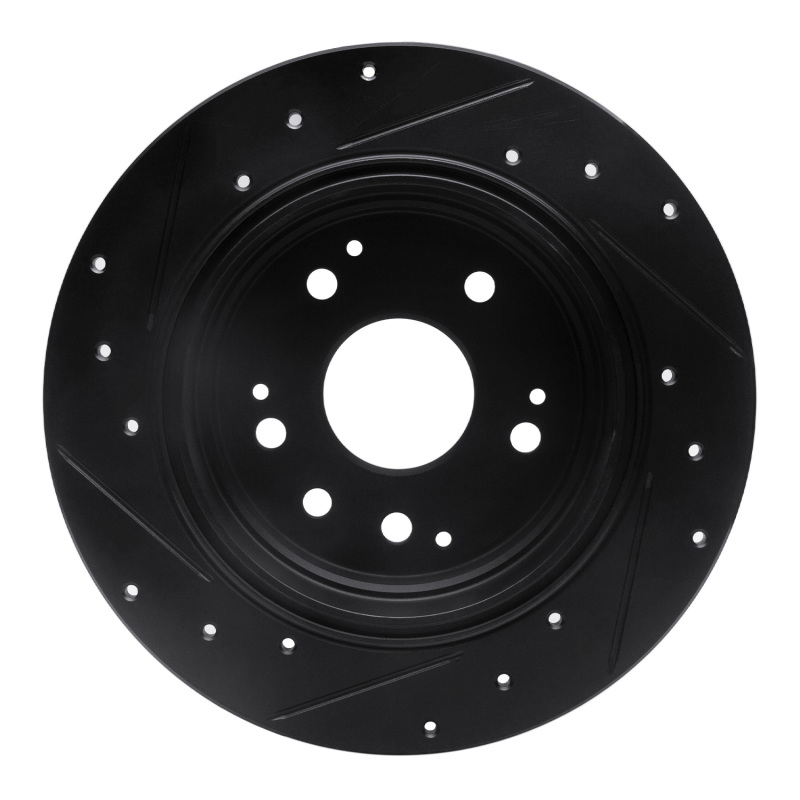 Acura CL Brake Rotor (1) - Rear Right - R1 Concepts - Drilled & Slotted - Black - `01-`03